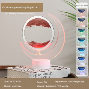 Hot selling acrylic moon quicksand painting night light decoration dynamic 3d creative decompression table lamp
