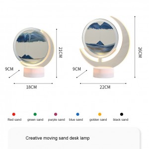 Hot selling acrylic moon quicksand painting night light decoration dynamic 3d creative decompression table lamp