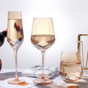 new textured wine glass amber pastel color vintage retro wine glasses wedding party decorative luxury crystal wine glasses