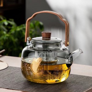 borosilicate transparent clear glass teapot