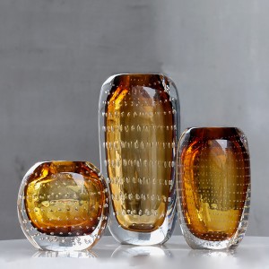 Light luxury thick bottom transparent glass vase new home decoration pieces