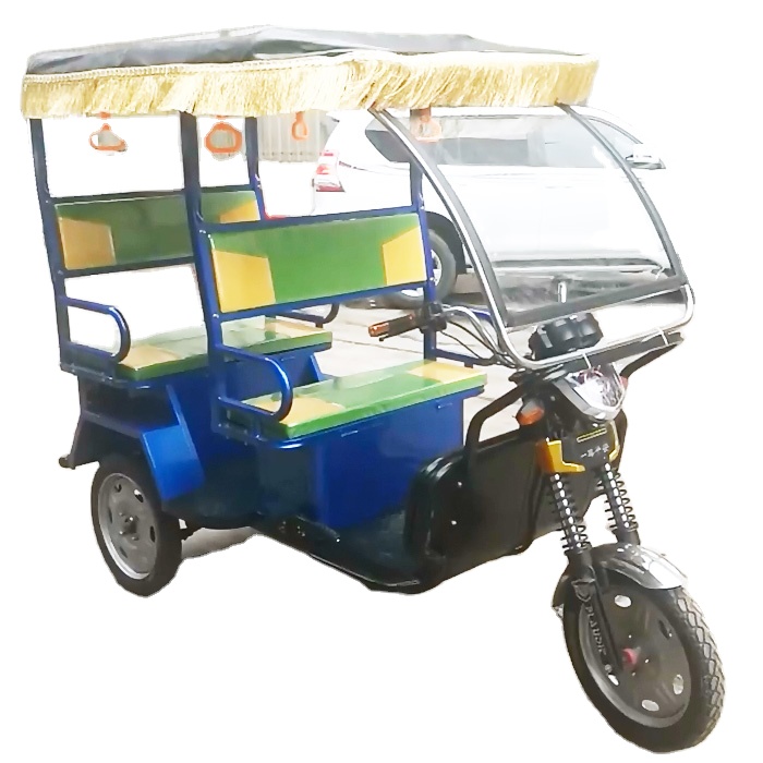 Bangladesh high chassis rain water proof electric tricycle tuk tuk  pedicab rickshaw with two seater