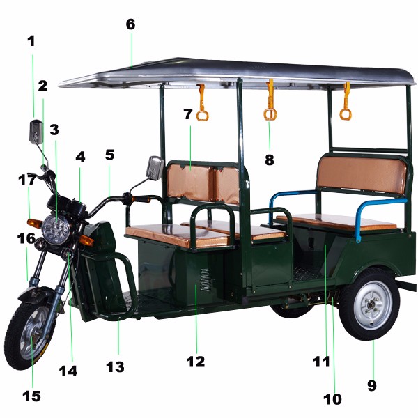High Quality Battery Operated Bajaj tuk tuk Electric Rickshaw Adults