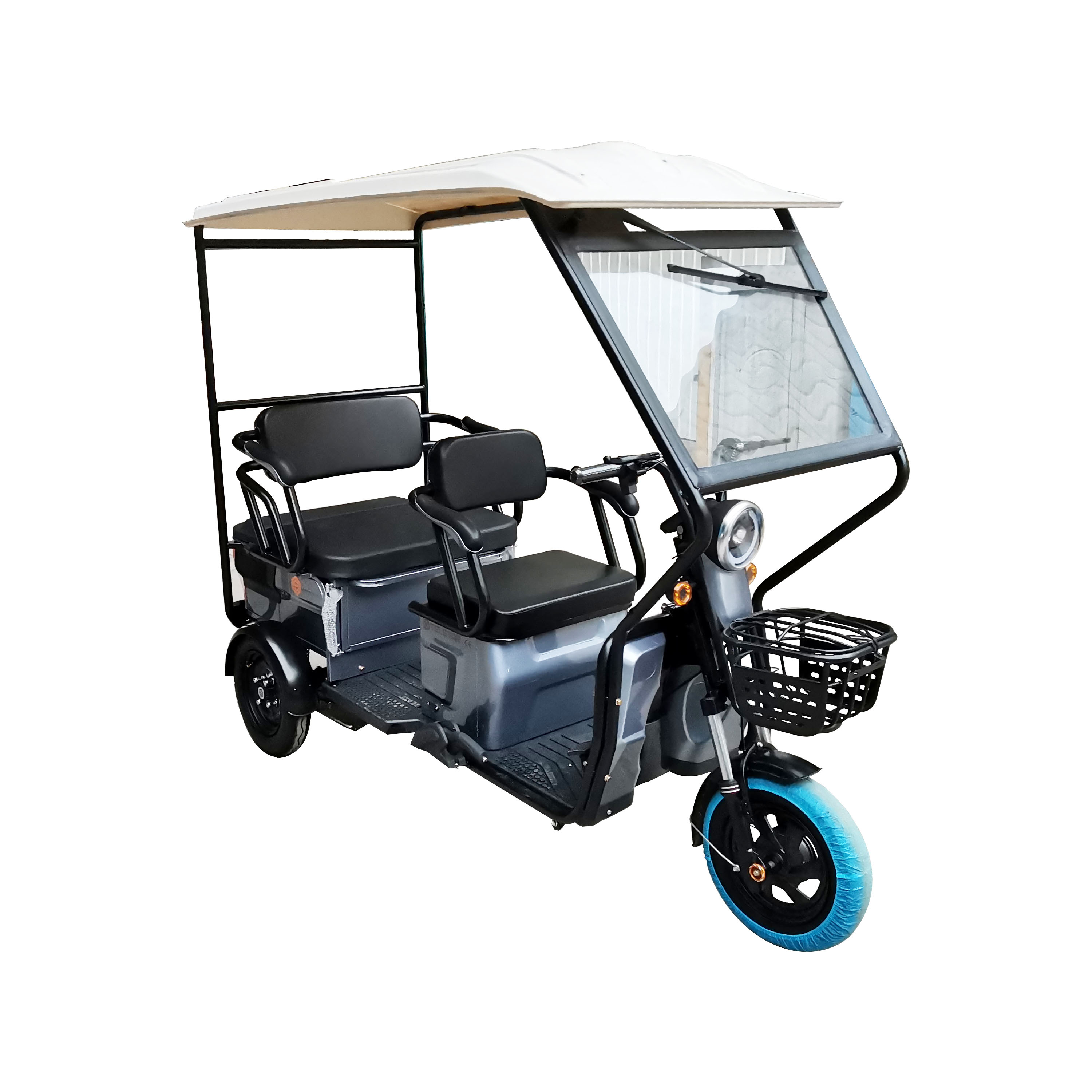Small Size E Rickshaw Three-Wheelded Mobility Scooter With Seat for 3 People 3-Wheel 3 Passenger Scooter