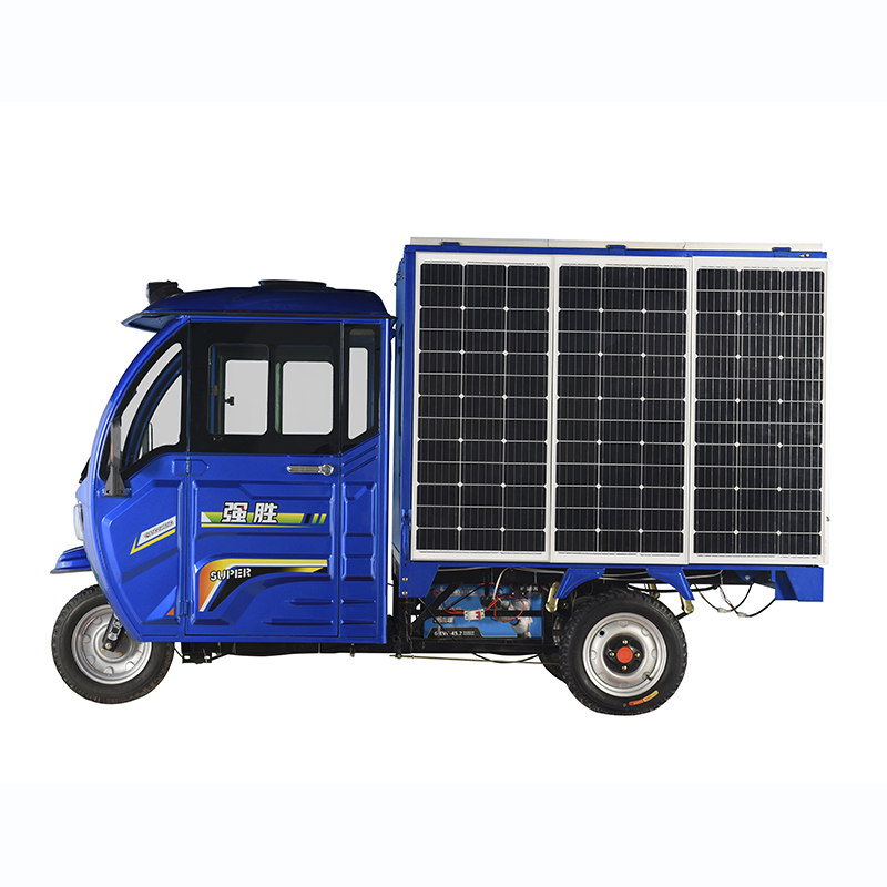 Solar Powered Electric Tricycle Three Wheel Tricycle with Van Box Size 1.7m*1.2m Extending The Mileage to 100KM