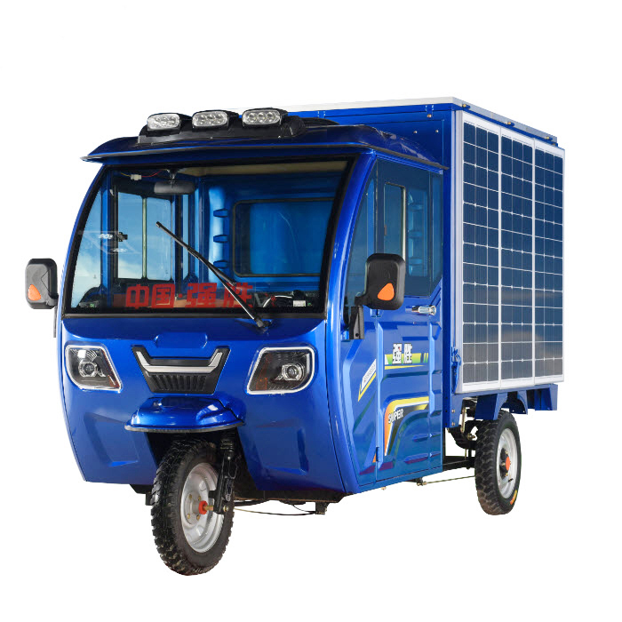 Hot sale solar electric tricycle closed three wheel mobility cargo e rickshaw for sale