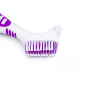 Denture Cleaning Brush for Denture Care- Top Denture Cleanser Tool w/ Multi-Layered Bristles & Ergonomic Rubber Handle