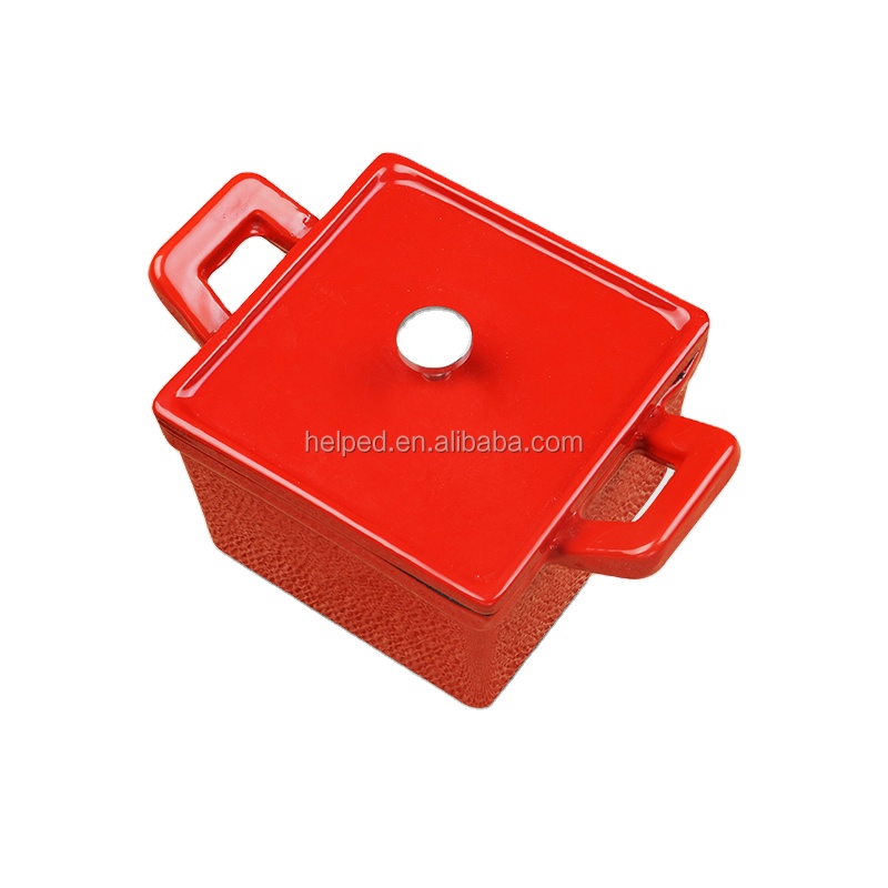 Leading Manufacturer for Production Of Chicken Sausage - Square Cast Iron mini pot – Quleno