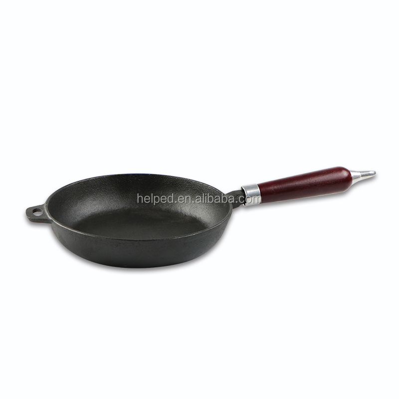 Factory Supply Cast Iron Enamel Casserole Dish - Cast iron paella pans cast iron fry pan with wooden handle – Quleno