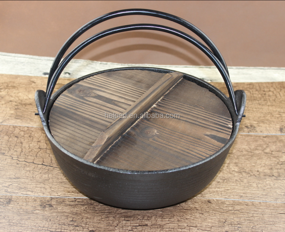 Chinese wholesale Cast Iron Casserole Pan - Cast iron Japanese Woks/Japanese pot with wooden lid/Cast iron hot pots – Quleno