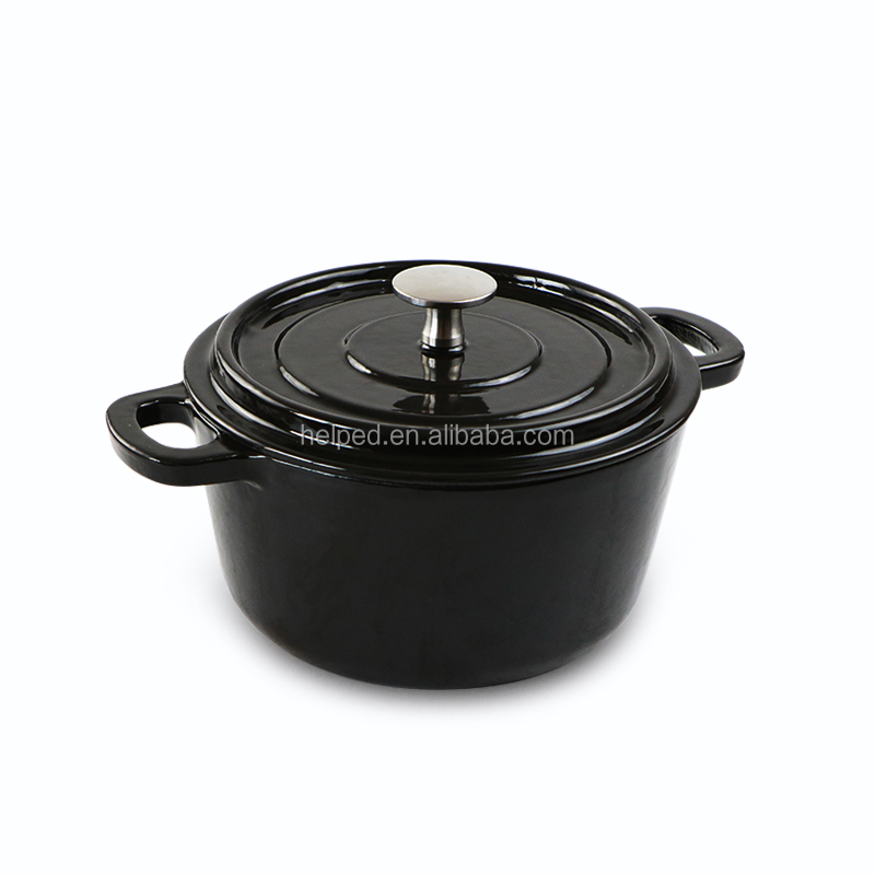 Factory wholesale Iron Casserole Pot - Enamel Black coated roast chicken pot saucepot – Quleno