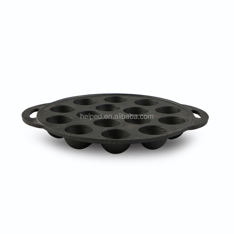 Factory Promotional Sausage Production And Processing - Round Dutch Cast Iron 15 cup Mini Pancake Pan – Quleno