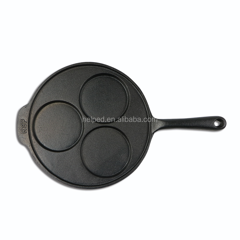 Discount Price Production Of Sausage Roll - CAST IRON PRE-SEASONED THREE HOLES EGG FRYER PAN – Quleno