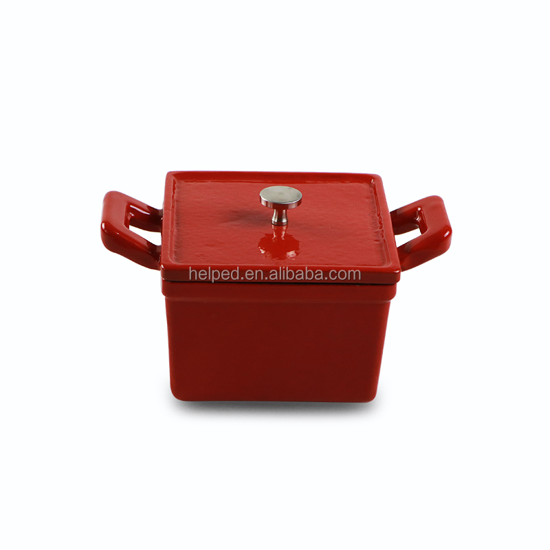 Best quality White Cast Iron Dutch Oven - kitchen cookware red color enamel square cast iron stock pot – Quleno