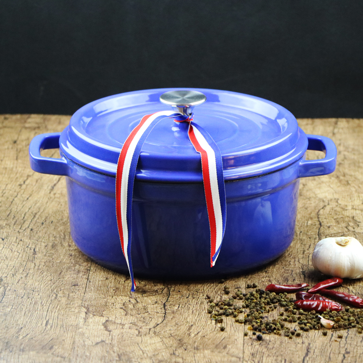 QULENO cast iron enamel porcelain cooking pot with detachable filter stand cast iron pot