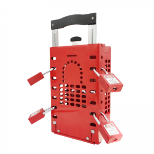 Kuti e kuqe portative me dry të sigurisë Metal Steel Loto Lockout Tagout Box Station