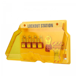 Safety Padlock Station With Dust Proof Transparent Cover For Industrial Lockout-Tagout