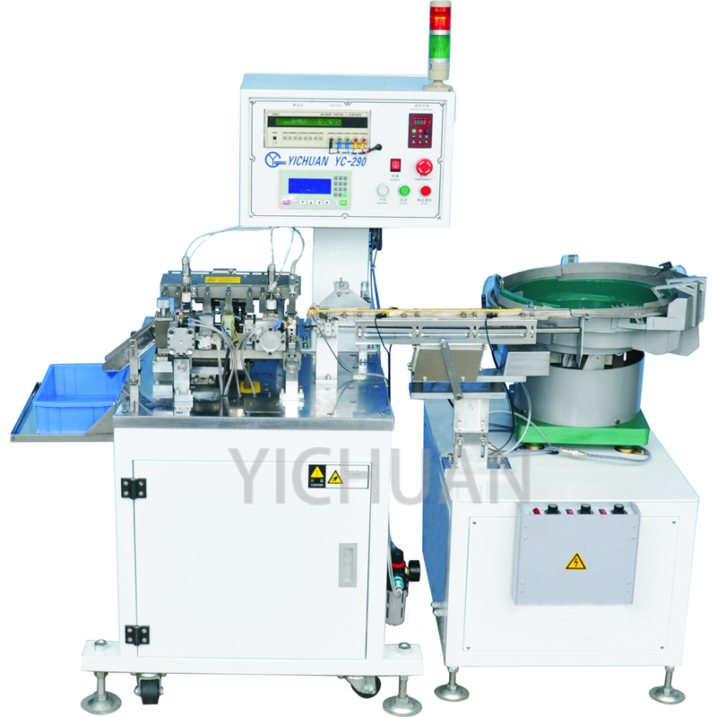 YC-350 Automatic capacitor inductor lead forming and insulation sleeve wearing machine