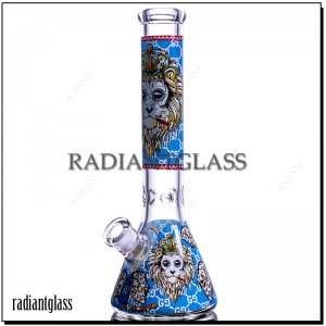 14″ Glass Beaker Bong  Glow In The Dark 9mm Water Pipe