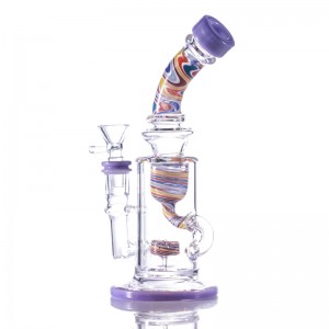 Twisted Flower Flat Section Funne Glass Recycler Bong