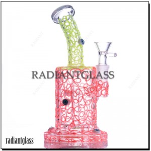 Glow In The Dark Glass Bongs Water Pipe Hookah Smoking Bent Neck Novelty Bong Colorful With Eyes