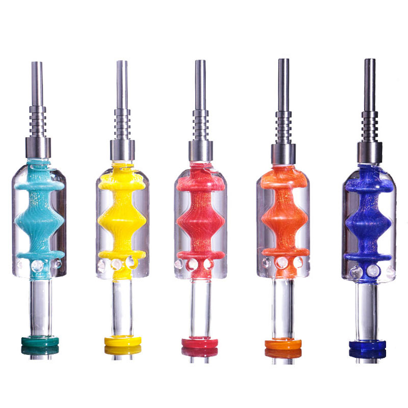 Smoking Accessory Nectar Collector Collorful Kit Titanium Tips DAB Straw Oil Rigs Smoking Glass Pipe