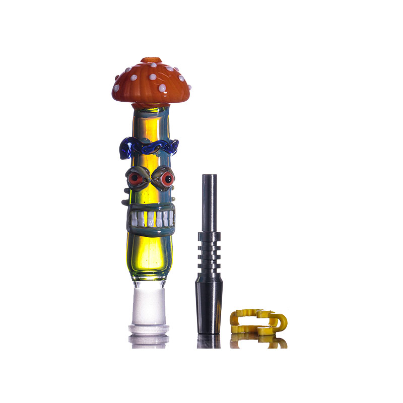 Smoking Accessory Nectar Collector Collorful Kit Titanium Tips DAB  Glass Straw Oil Rigs Smoking Glass Pipe