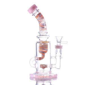 Twisted Flower Flat Section Funne Glass Recycler Bong