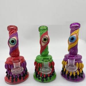 Unique Design Dab Rigs Glass Bong With Cool Tooth And Eye Decoration Glass Water Pipe