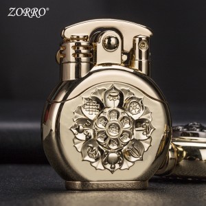 New Zoro Zorro Rocker Arm Six Character True Word Twelve Zodiac Armor Rotating Circular Clock Lighter