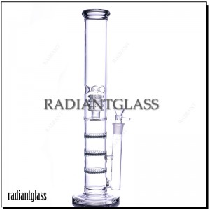 14 Inches Triple Disc Glass Bong Straight Tube Bong Tobacco Water Pipe