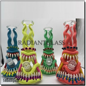 12 Inches 3D Glass Bong Glass Water Pipe With Art Painting Beaker Bong