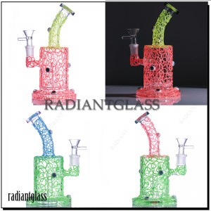 Glow In The Dark Glass Bongs Water Pipe Hookah Smoking Bent Neck Novelty Bong Colorful With Eyes