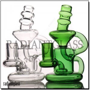 Medium Klein Recycler Bong Glass Water Pipes Dab Oil Rigs Awesome Showerhead  Perc Bowl  Quartz Banger