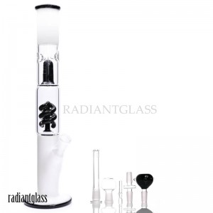 Black Spiral Perc and Dome Perc Straight Bong