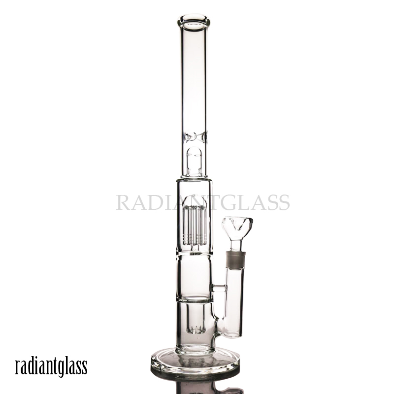 8-Arm Tree & 2 domes Perc Straight Tube Bong with Ice Pinch