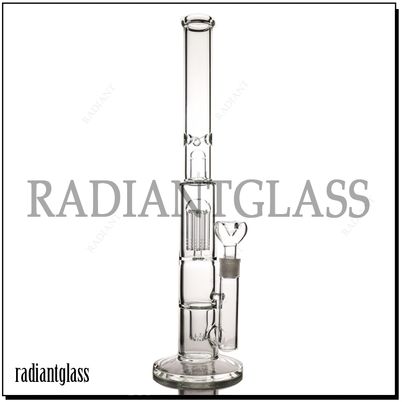 18.5 Inches Glass Straight Tube Bong Tree Perc 8 Arm Tree Smoking Water Pipe With Ice Catcher