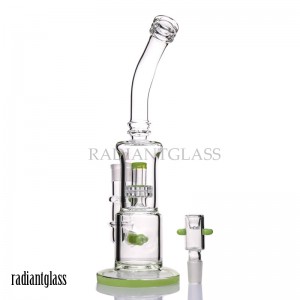 Double Perc Bend Neck Glass Water Pipe With Accessories