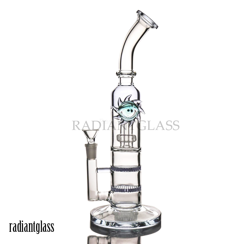 Custom Wholesale Glass Bong Factory - Evil’s Eye 2x Honeycomb Dab Rig   – Radiant
