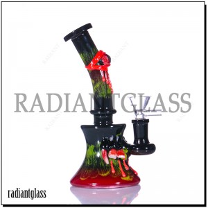 7 Inches Mini  Devil Eye 3D Dab Rig Hand Painting Glow In The Dark Glass