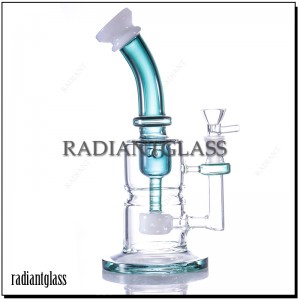 8 Inches Bent Neck Bong Honeycomb Disk Perc  Water Pipe