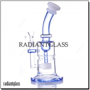 8 Inches Bent Neck Bong Honeycomb Disk Perc  Water Pipe
