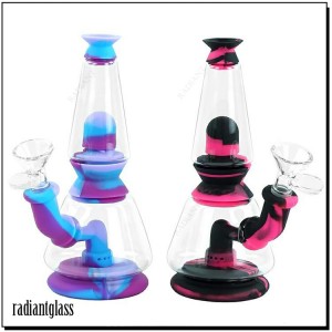 7.2 Inches Portable Bong Silicone Glass Water Pipe Hybrid Bubbler