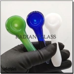 4 Inches Glass Hand Pipe Spoon Rigs Bubbler 3 Colors