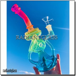 9.5 Inch Neon Rainbow Recycler Bong or Rig