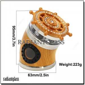 Herb Grinder New Creative Curved 63mm Zinc Alloy Through-Tooth Window Smoke Grinder Large-Capacity Tobacco Grinder