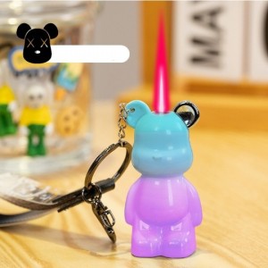 2023 Creative Personalized Keychain Windproof Lighter Colorful Cartoon Bear Pattern Inflatable Lighter Gifts to Boyfriend