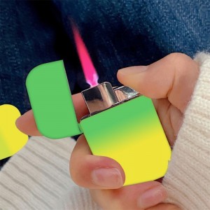 Wholesale Pink Flame Inflatable lighter Windproof lighter Metal Gradient INS Style