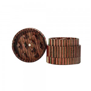1.61 Inches Wholesale Herb Grinder Cheap Rainbow  Wood  Design With 3 Piece