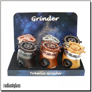 Herb Grinder New Creative Curved 63mm Zinc Alloy Through-Tooth Window Smoke Grinder Large-Capacity Tobacco Grinder